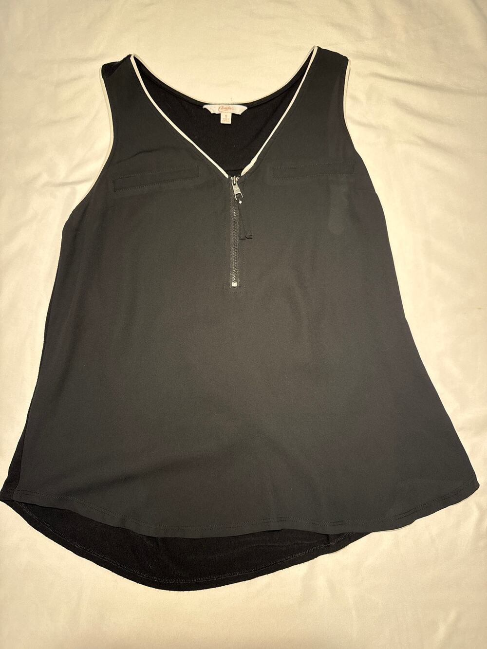 Vintage Y2K Candie’s Women’s Small Black Quarter Zip Tank Top Contrast Piping